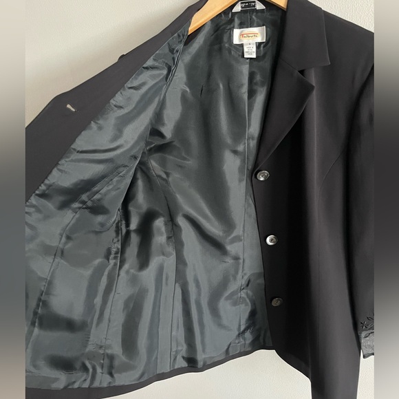 Vintage Talbots Pure Silk Black Blazer Floral Mesh Cuffs Women’s Size 4 - Picture 4 of 8